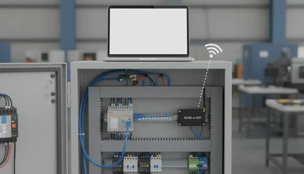 A PLC in an electrical panel