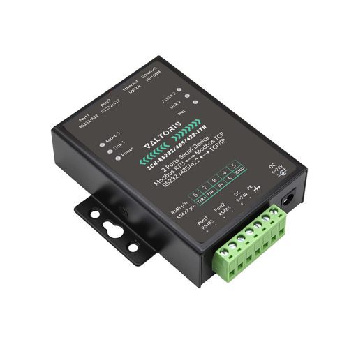 Valtoris Dual-Ethernet Serial Server | RS232/485/422 to Industrial Modbus TCP/IP Gateway