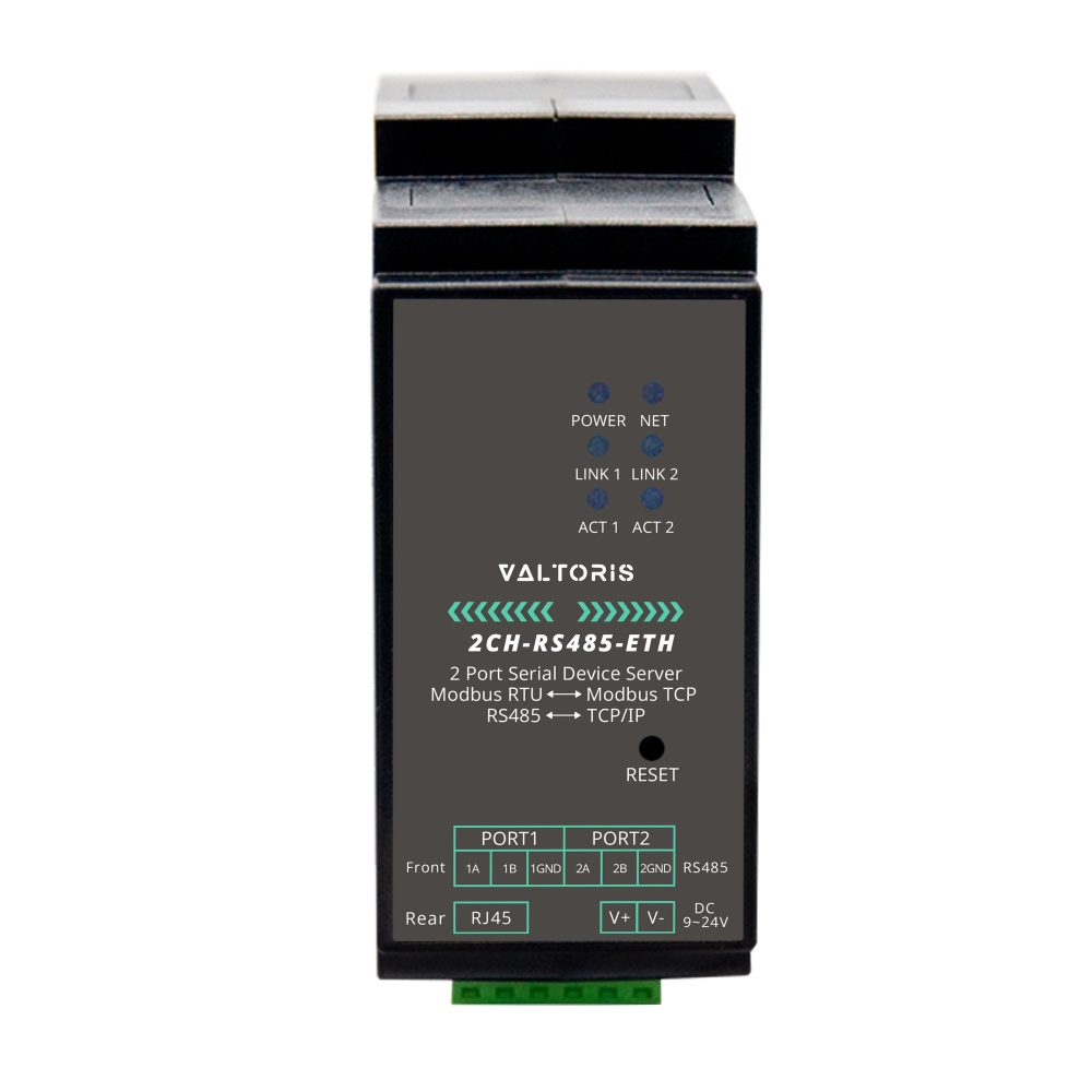 Valtoris 2-Channel RS485 to Ethernet Serial Server | Dual Ethernet Ports, Independent Communication & Rail-Mount - Image 3