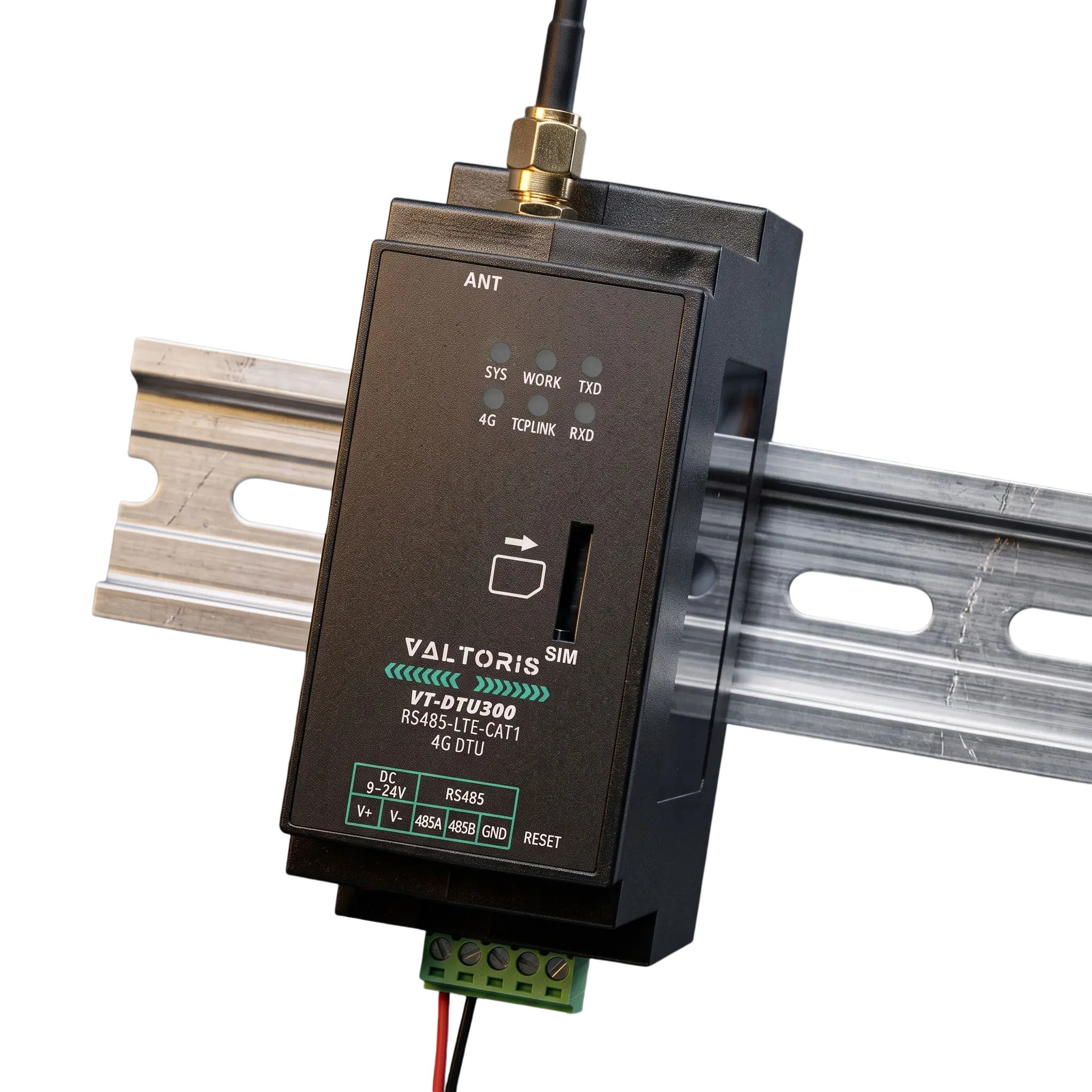 DTU 4G sur rail DIN pour RS485 à LTE CAT1, DTU industriel sans fil | Valtoris