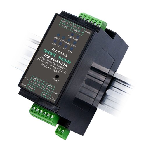 DIN Rail 4-портовый преобразователь RS485 в Ethernet | Промышленный сервер последовательных устройств, TCP/IP в последовательный, шлюз Modbus RTU/TCP LoT
