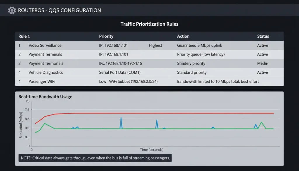A screenshot or mockup of a router s QoS Quality of Service configuration page The screen display