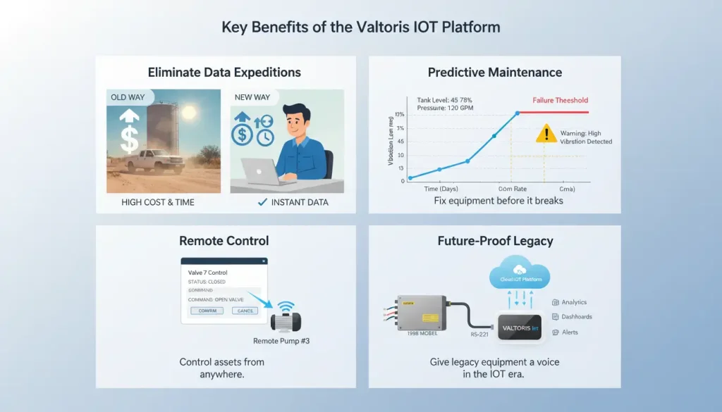 A four panel infographic illustrating the four key benefits Panel 1 Eliminate Data Expeditions A