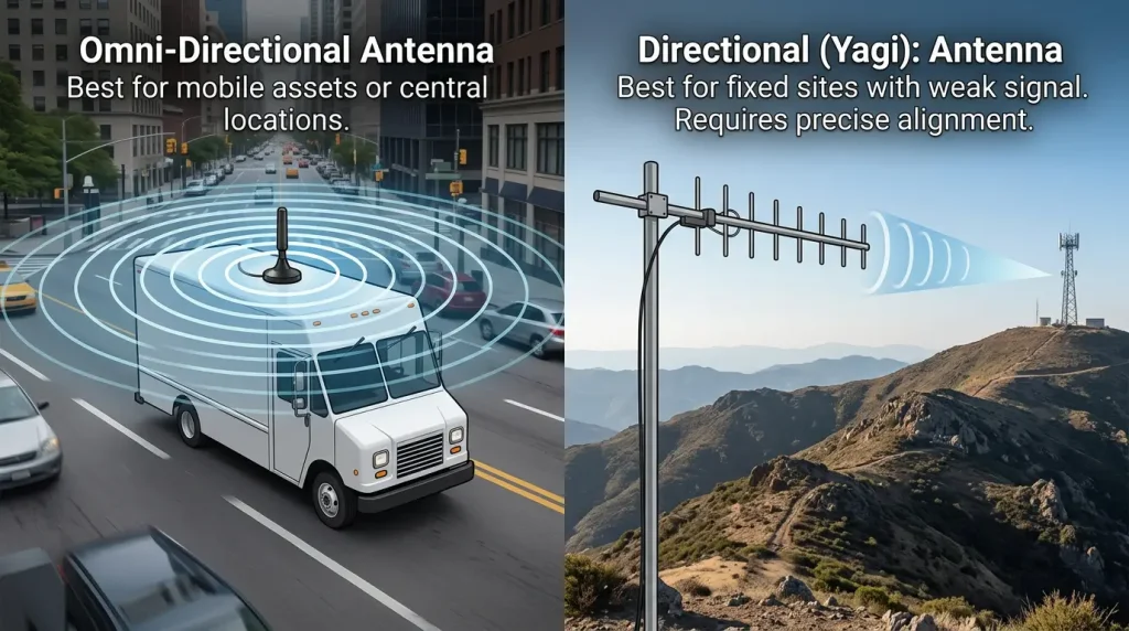 two antenna types in real world settings Left Side