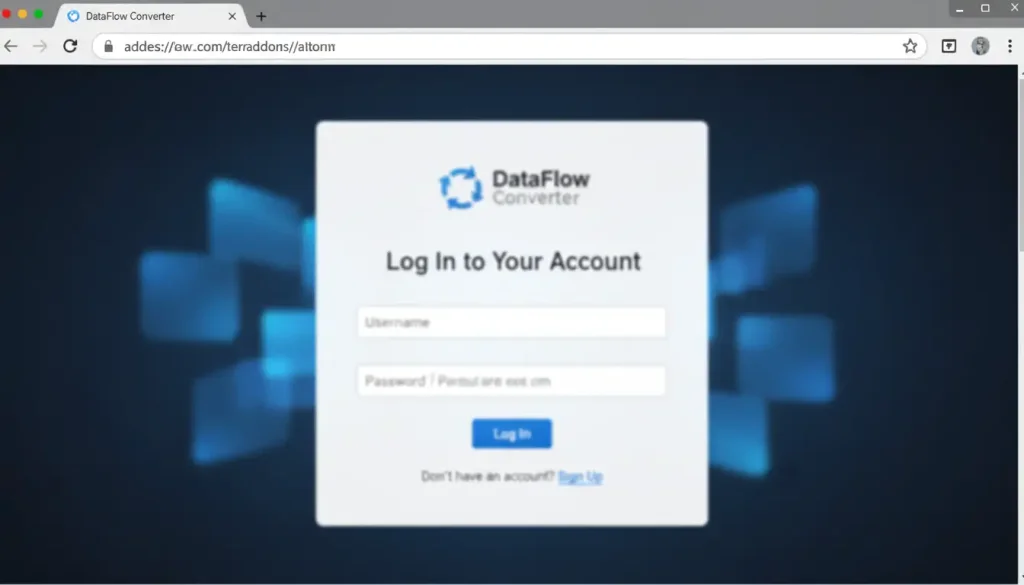 Browser screenshot showing a typical converter login page