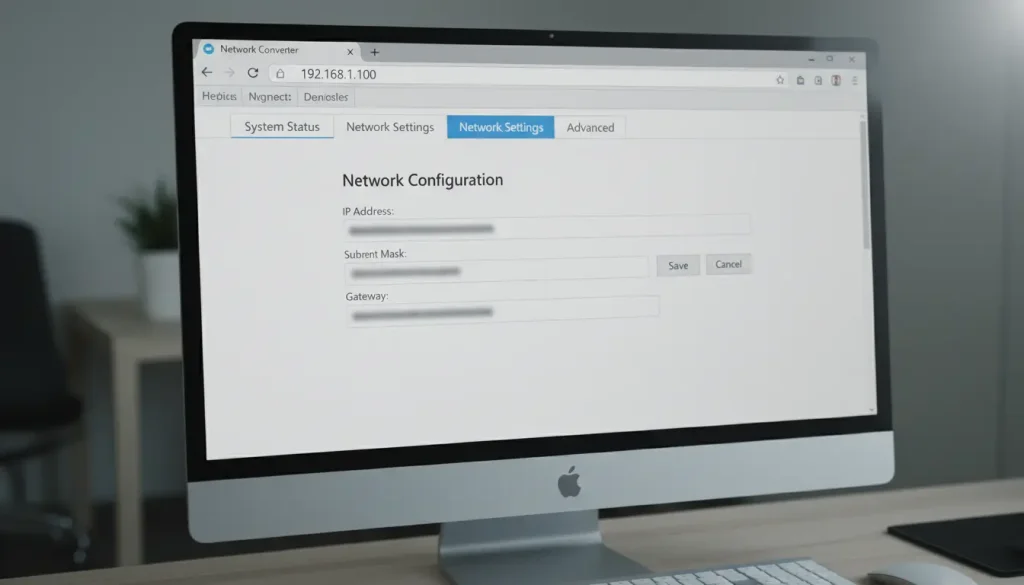 a configuration page for a network converte