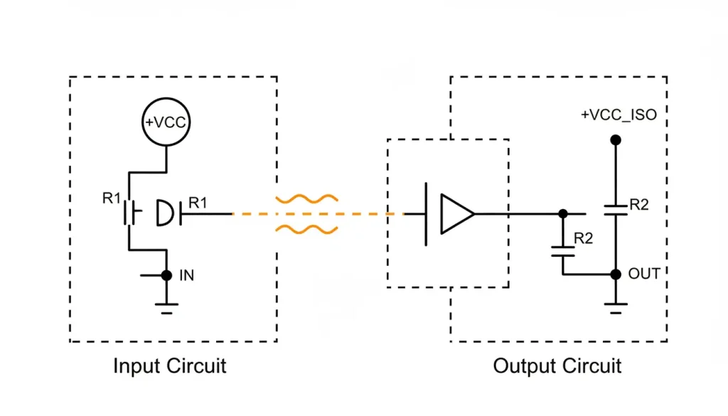 optocoupler between two circuit sections