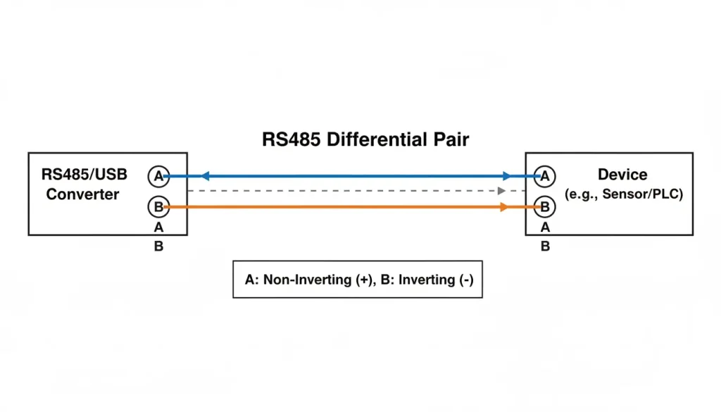 showing RS485 A B connections
