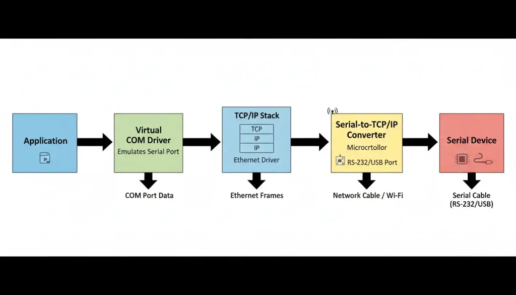 virtual COM driver TCP IP converter serial device