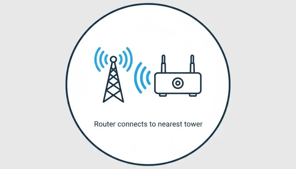 Cell tower icon with radio