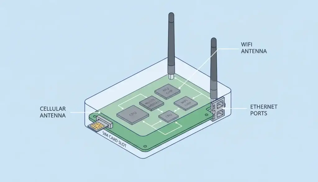 Cutaway diagram of a cellular router