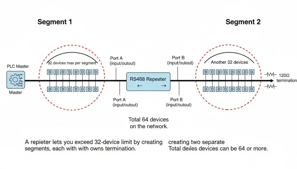 two separate RS485 segments connected
