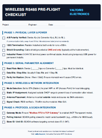 Wireless RS485 Pre-Flight Checklist