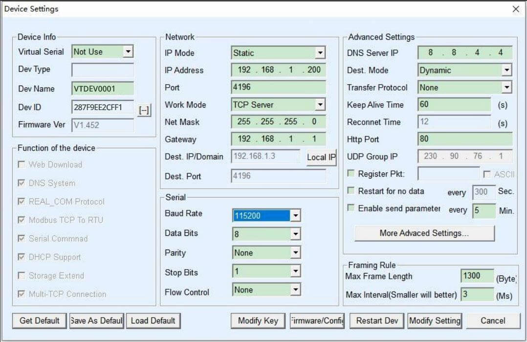 Network Settings GUI