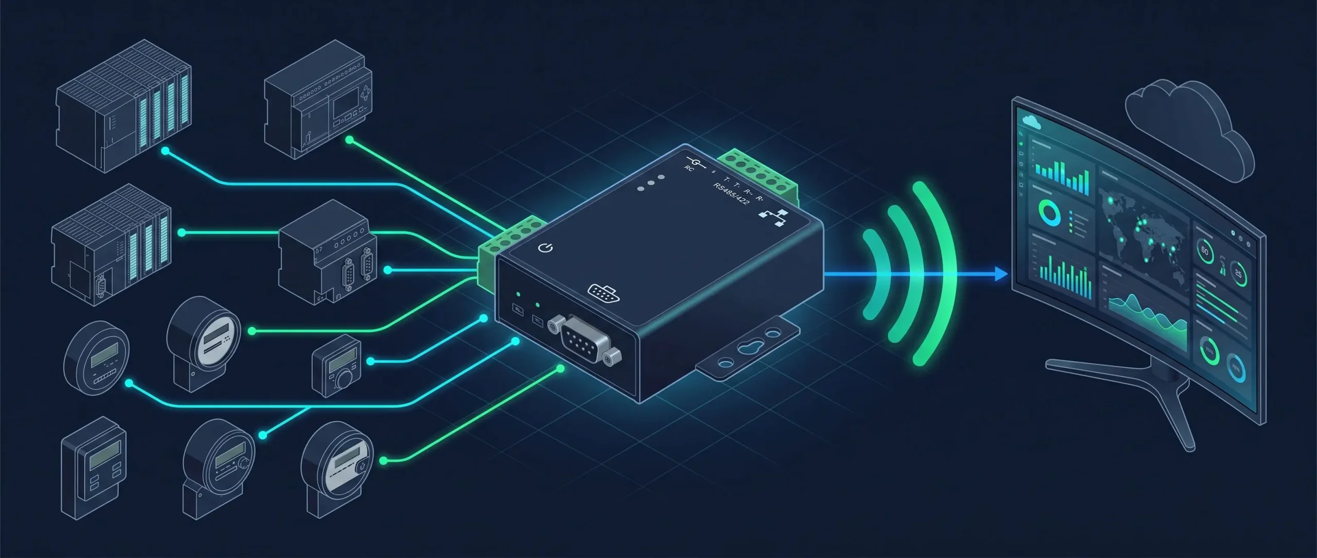 Industrial Serial Device Server SCADA Network Topology