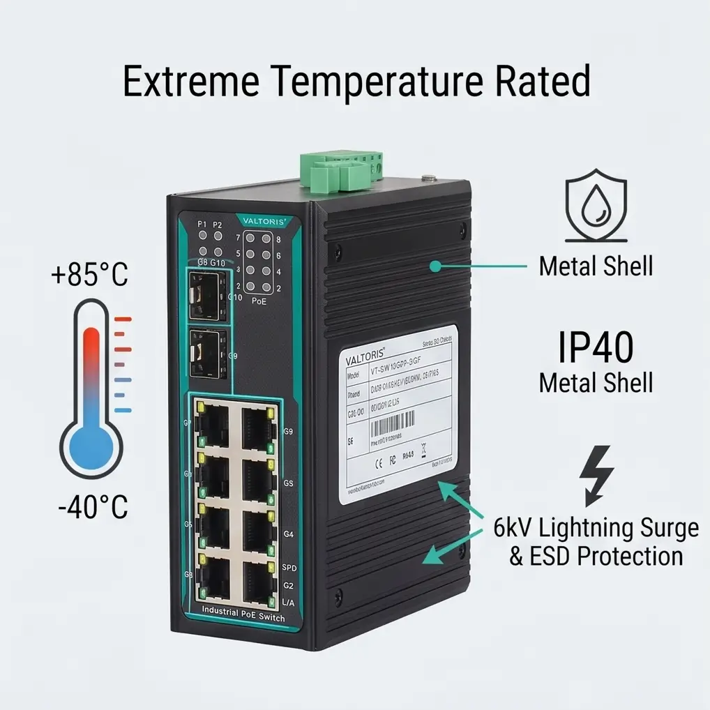 Rugged IP40 Metal Casing and 6kV Surge Protection for harsh environments