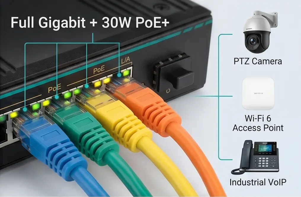 Full Gigabit PoE+ High Power Delivery