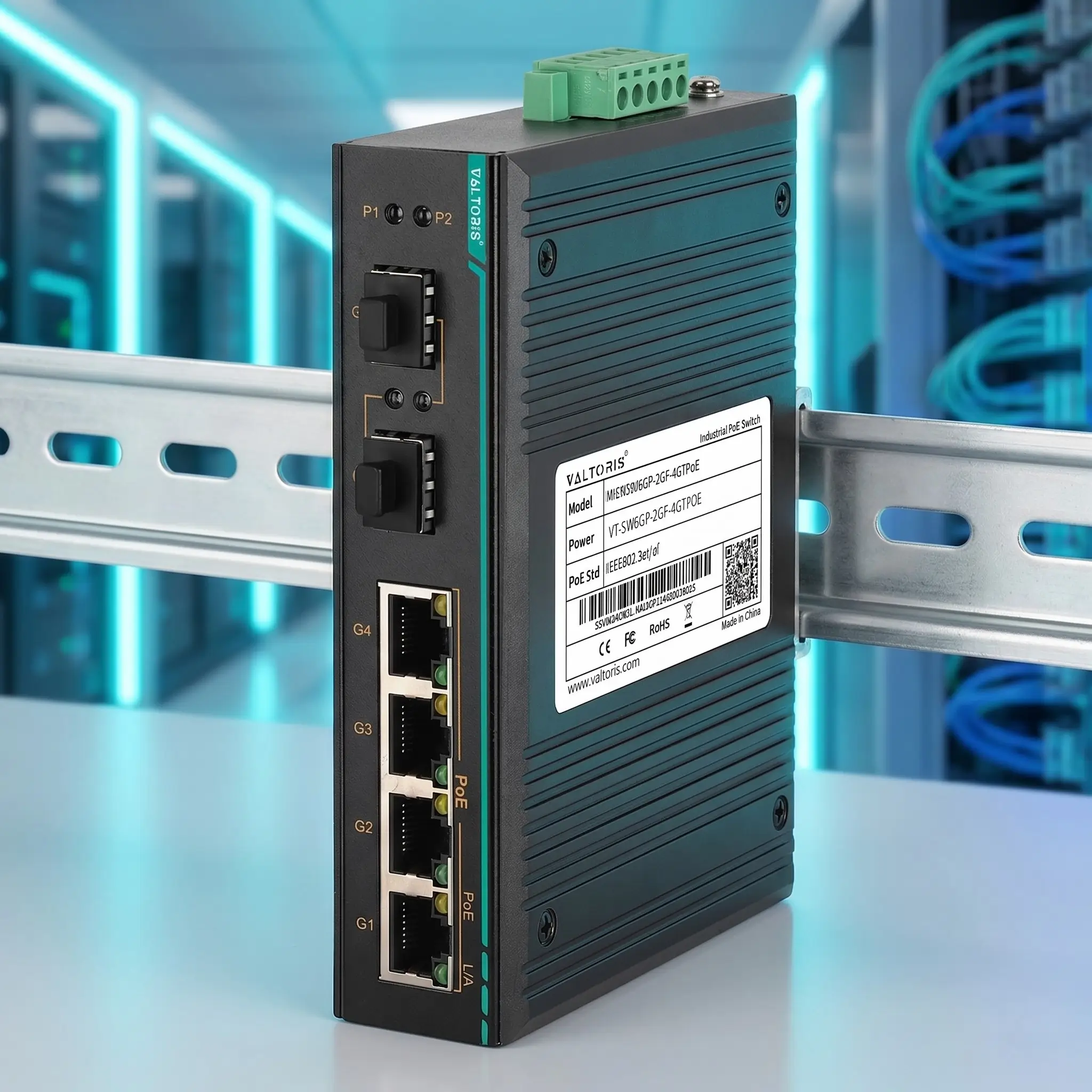 VT-SW6GP-2GF-4GTPOE 6-Port Gigabit Industrial PoE Switch
