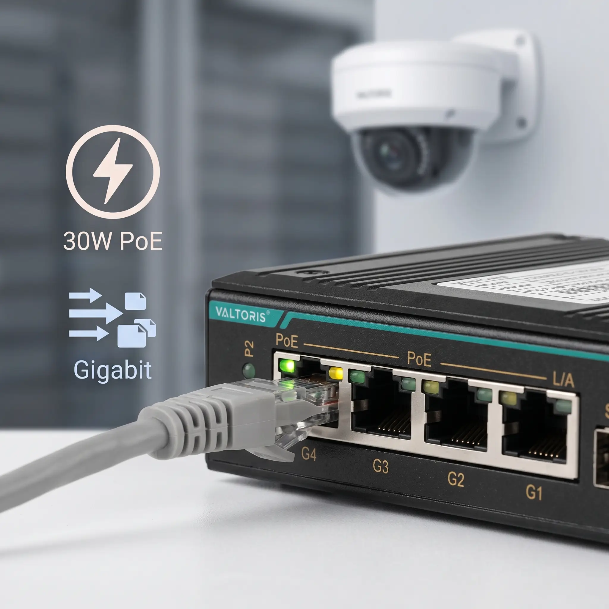 Full Gigabit PoE+ High Power Delivery 30W