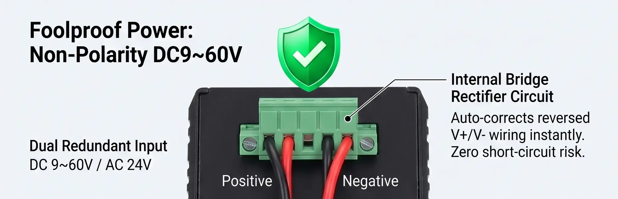 Non-Polarity Dual Redundant Power Input Terminal Block