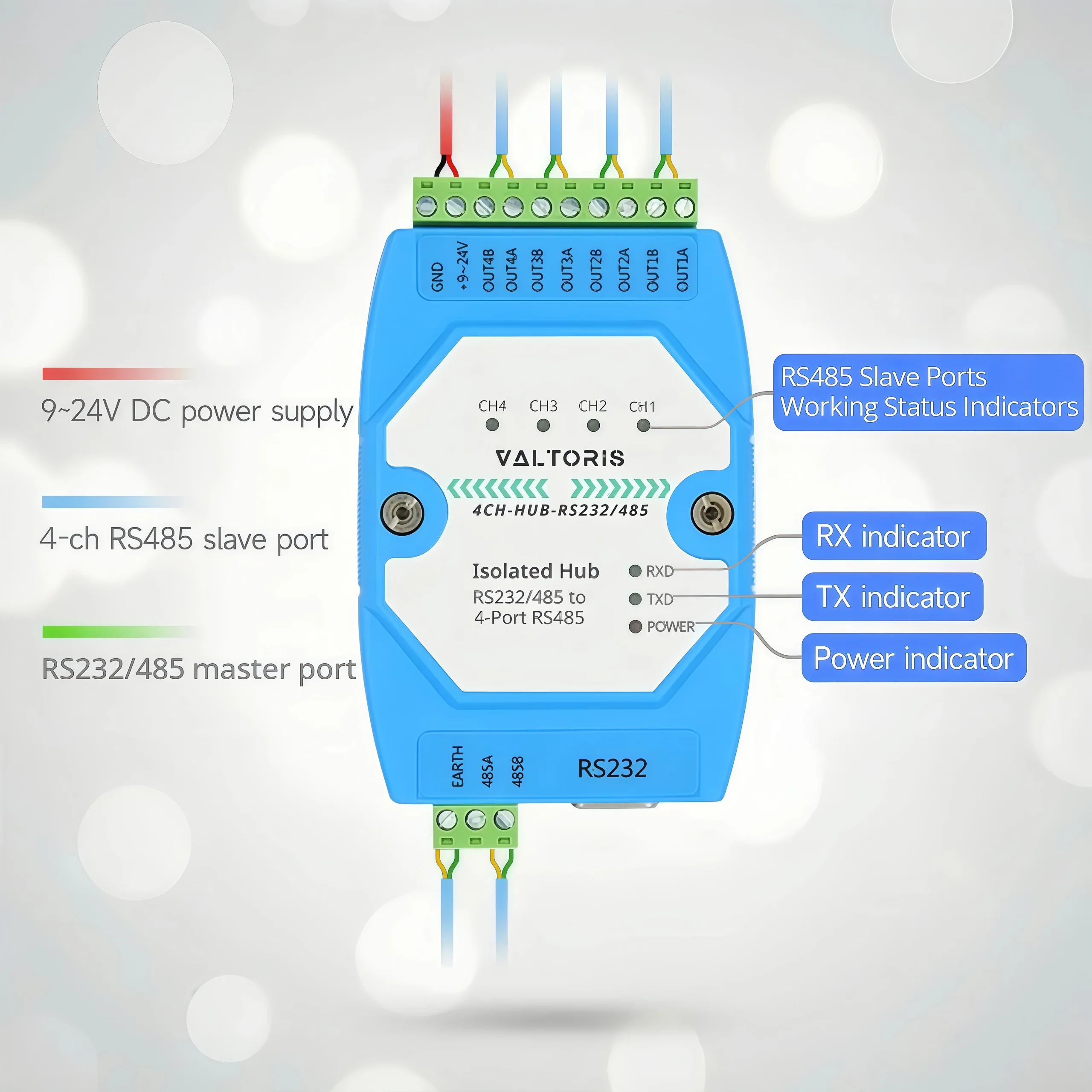 RS485 Hub Interface Introduction and Terminal Pinouts
