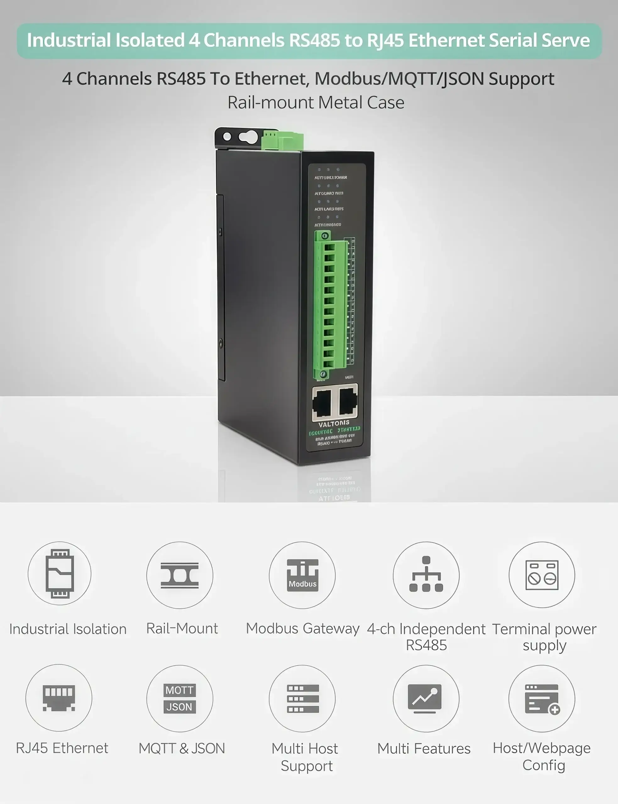 4-Channel RS485 to Ethernet Serial Server Overview