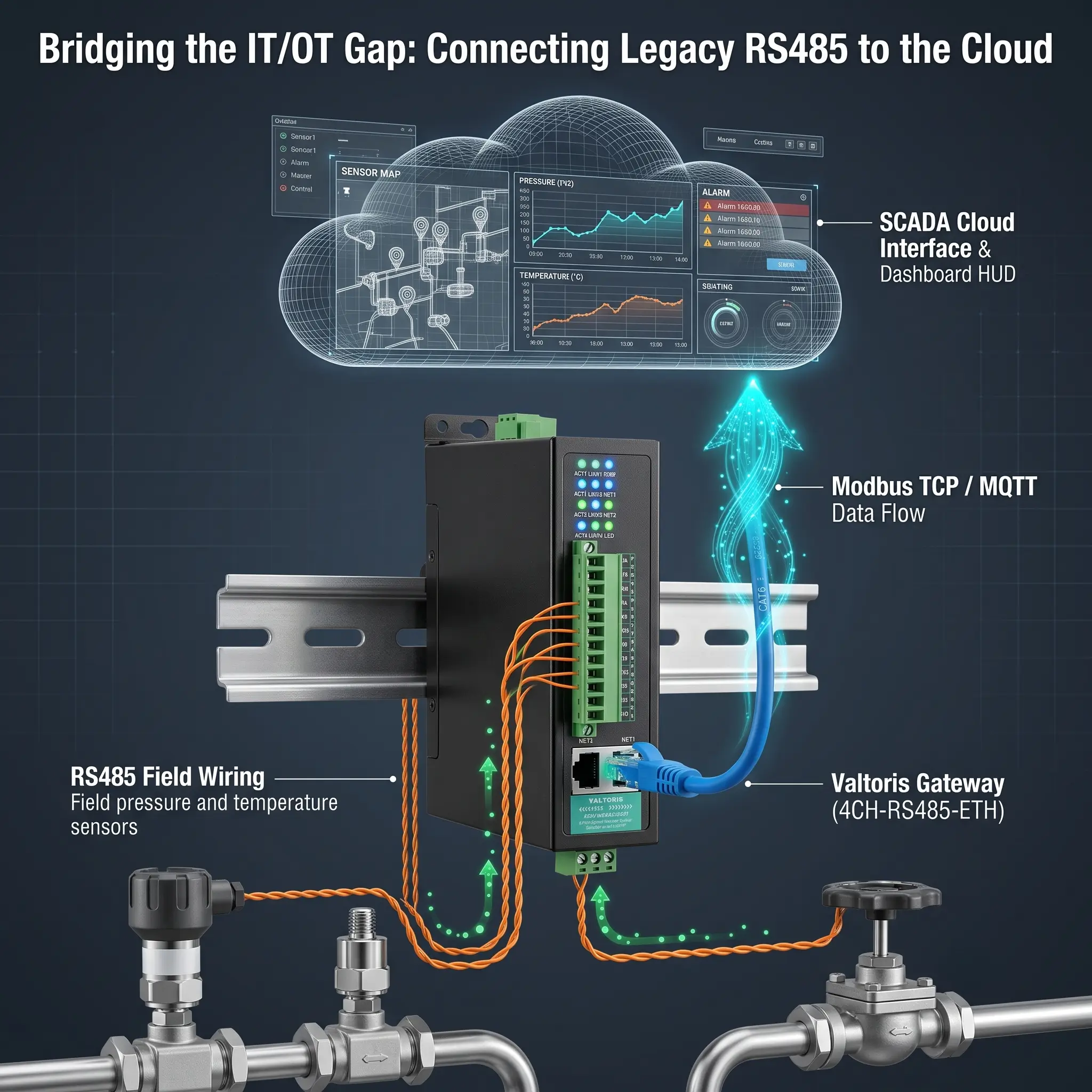 Industrial Network Architecture: Bridging RS485 Field Sensors to Cloud SCADA via Edge Gateway