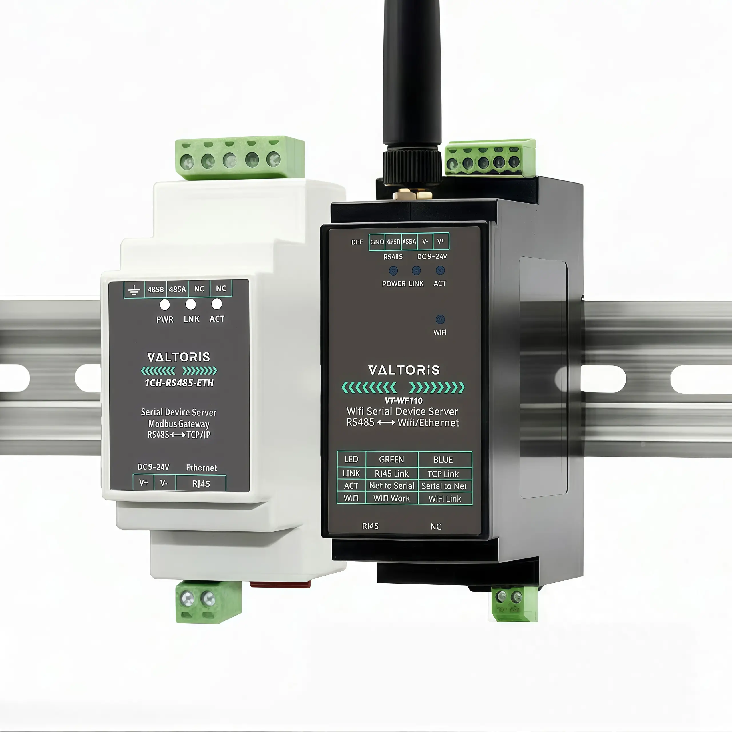 Industrial Rail-mount RS485 Serial Server compact size