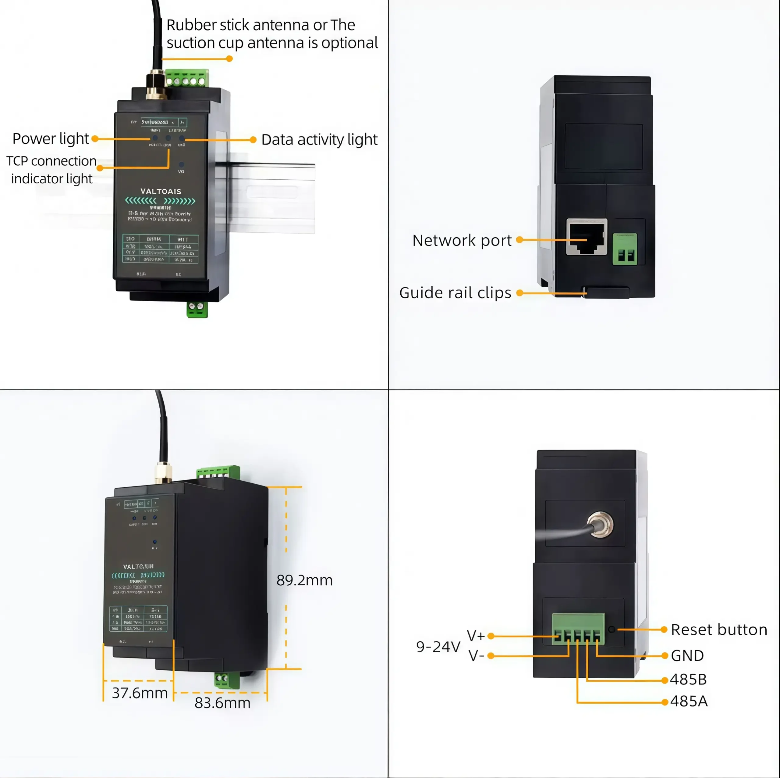 VT-WF110 hardware interface diagram and terminal pinouts