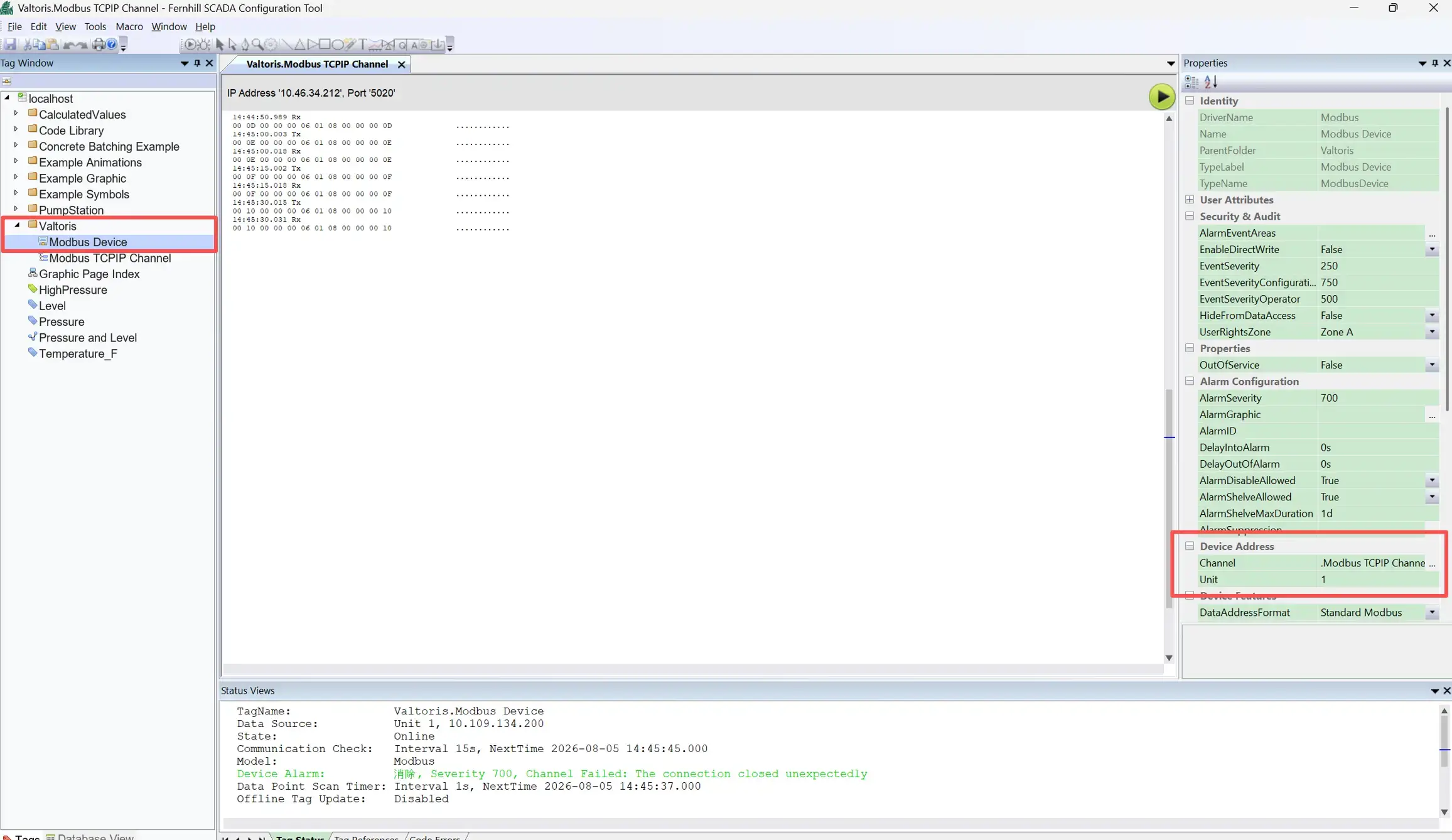 Fernhill SCADA Modbus Device Tag Setup
