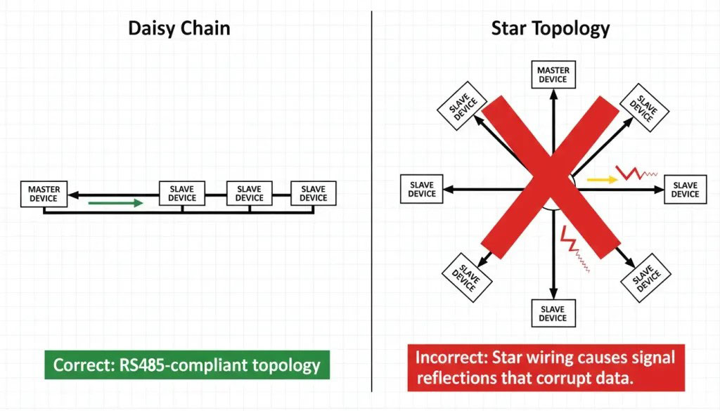 RS485 Multi-Drop Networking Bus Topology vs Star