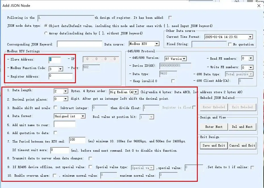 Modbus to MQTT JSON Mapping Interface