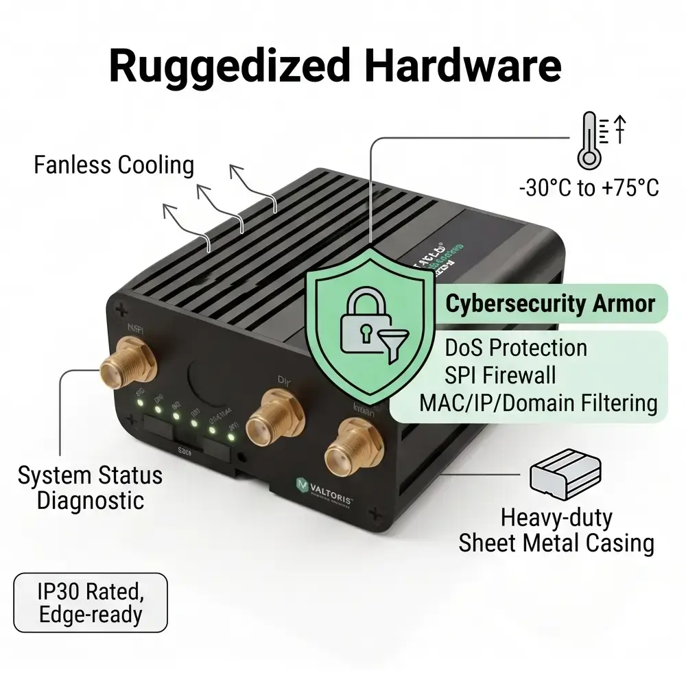 VT-LTE500 DIN Rail Mounting and Physical Interfaces